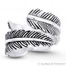Long-Leaf Tree / Plant-Life Charm Oxidized .925 Sterling Silver Bypass Wrap Ring