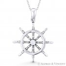 Ship's Helm / Wheel Sailor's Luck Charm .925 Sterling Silver Pendant & Necklace Ship's Helm / Wheel Sailor's Luck Charm .925 Sterling Silver Pendant & Necklace