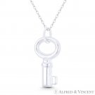 Skeleton Key-to-Heart Love Charm Pendant & Necklace in Italy 925 Sterling Silver Skeleton Key-to-Heart Love Charm Pendant & Necklace in Italy 925 Sterling Silver