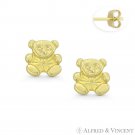 Baby Teddy Bear Stamping Charm 14k Yellow Gold Children's Women's Stud Earrings