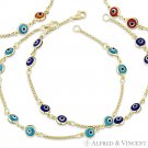 Evil Eye Turkish Nazar Greek Kabbalah 6mm Luck Charm Bracelet in 14k Yellow Gold Evil Eye Turkish Nazar Greek Kabbalah 6mm Luck Charm Bracelet in 14k Yellow Gold