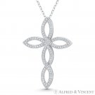 Loop Cross CZ Crystal 36x26mm Religious Pendant in 925 Sterling Silver & Rhodium Loop Cross CZ Crystal 36x26mm Religious Pendant in 925 Sterling Silver & Rhodium