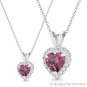 Heart Love Charm Faux Alexandrite Plum CZ Crystal 14k White Gold 12x8mm Pendant