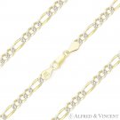 3.6mm Figaro Pave Link .925 Sterling Silver 14k Yellow Gold Italy Chain Bracelet 3.6mm Figaro Pave Link .925 Sterling Silver 14k Yellow Gold Italy Chain Bracelet