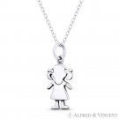 It's A Baby Girl! 23x9mm Motherhood Celebration Pendant in .925 Sterling Silver
