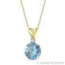 Faux Aquamarine Blue & Clear Round Cut CZ Crystal 14k Yellow Gold 15x8mm Pendant Faux Aquamarine Blue & Clear Round Cut CZ Crystal 14k Yellow Gold 15x8mm Pendant