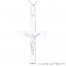 Jesus & Latin Crucifix Flat Cross Solid Italy 925 Sterling Silver Chunky Pendant Jesus & Latin Crucifix Flat Cross Solid Italy 925 Sterling Silver Chunky Pendant
