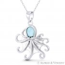 Octopus Sealife Boho Beachbum Chalcedony .925 Sterling Silver Statement Pendant Octopus Sealife Boho Beachbum Chalcedony .925 Sterling Silver Statement Pendant