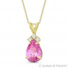 Faux Pink Tourmaline Pear-Shaped CZ Crystal 18mmx7mm Pendant in 14k Yellow Gold Faux Pink Tourmaline Pear-Shaped CZ Crystal 18mmx7mm Pendant in 14k Yellow Gold