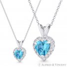 Heart Love Charm Simulated Blue Topaz Cubic Zirconia CZ 14k White Gold Pendant Heart Love Charm Simulated Blue Topaz Cubic Zirconia CZ 14k White Gold Pendant
