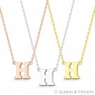 Initial Letter "H" 14k Rose White Yellow Gold Alphabet Pendant & Chain Necklace Initial Letter "H" 14k Rose White Yellow Gold Alphabet Pendant & Chain Necklace