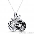 Starfish Sand Dollar Clam Oxidized .925 Sterling Silver Sealife Beachbum Pendant Starfish Sand Dollar Clam Oxidized .925 Sterling Silver Sealife Beachbum Pendant