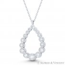 Teardrop Water Charm CZ Crystal Bezel Pendant & Necklace in .925 Sterling Silver