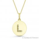 Initial Letter L CZ Crystal 14k Yellow Gold 18x12mm Round Disc Necklace Pendant Initial Letter L CZ Crystal 14k Yellow Gold 18x12mm Round Disc Necklace Pendant