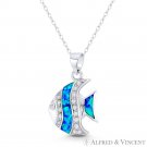 Angelfish Opal CZ Crystal Beachbum Sealife Charm Pendant in .925 Sterling Silver Angelfish Opal CZ Crystal Beachbum Sealife Charm Pendant in .925 Sterling Silver