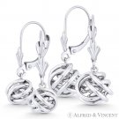 8mm or 10mm Love Knot Charm Leverback Dangling / Drop Earrings in 14k White Gold 8mm or 10mm Love Knot Charm Leverback Dangling / Drop Earrings in 14k White Gold
