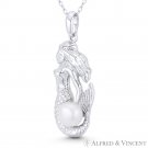 Mermaid Cultured Pearl Boho Beachbum Sealife Charm .925 Sterling Silver Pendant Mermaid Cultured Pearl Boho Beachbum Sealife Charm .925 Sterling Silver Pendant