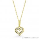 Small Heart Valentine Love Charm CZ Crystal Pave 14k Yellow Gold 12x8mm Pendant
