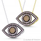 Evil Eye Cubic Zirconia Turkish / Ojo Charm 925 Sterling Silver Necklace Pendant