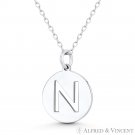 Initial Letter "N" Cutout 20x15mm Round Disc 925 Sterling Silver Charm / Pendant Initial Letter "N" Cutout 20x15mm Round Disc 925 Sterling Silver Charm / Pendant