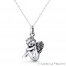 Curled-Up Winged Baby Cherub Guardian Angel .925 Sterling Silver 25x15mm Pendant Curled-Up Winged Baby Cherub Guardian Angel .925 Sterling Silver 25x15mm Pendant