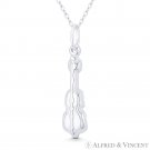 Violin Musical Instrument / Musician Charm 925 Sterling Silver 33x8mm 3D Pendant
