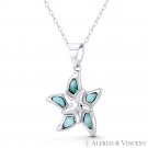 Starfish Sealife Charm Boho Beachbum Chalcedony & CZ 925 Sterling Silver Pendant