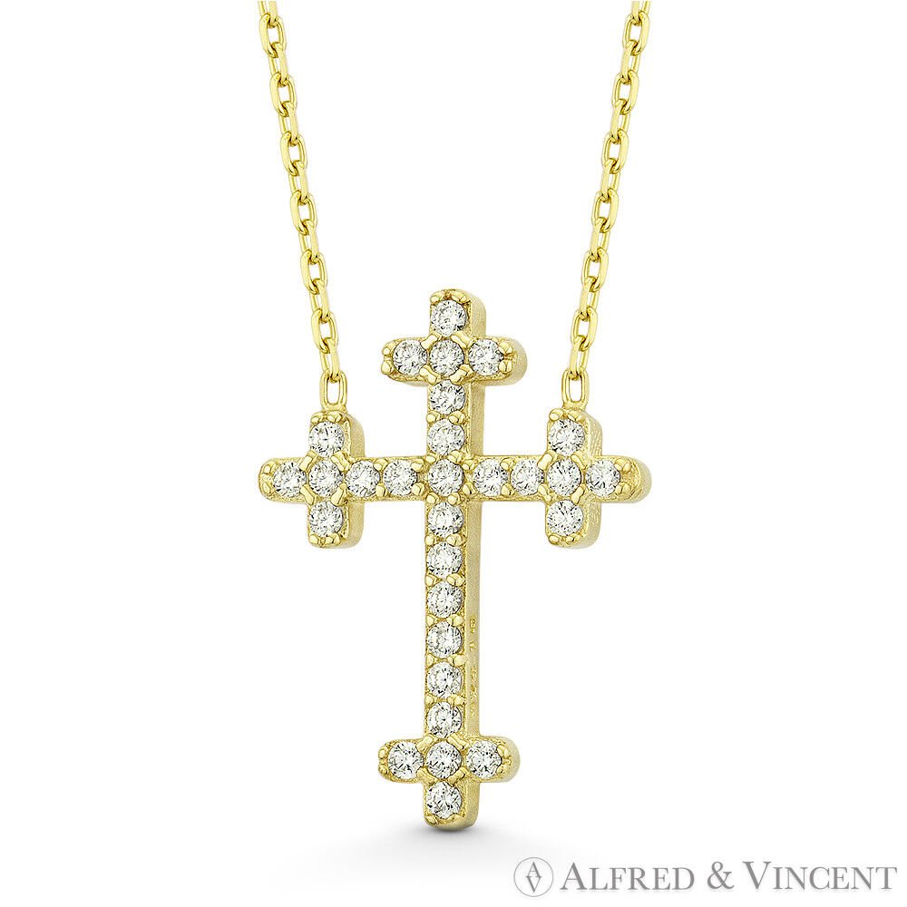 St. Thomas Botonee Budded Cathedral Cross .925 Sterling Silver Catholic ...