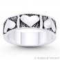 Stackable Heart Love Charm Ring Heavy 6mm Band in Oxidized .925 Sterling Silver