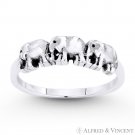 Three-Elephant Herd Family Animal Totem Charm Oxidized .925 Sterling Silver Ring Three-Elephant Herd Family Animal Totem Charm Oxidized .925 Sterling Silver Ring