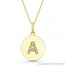 Initial Letter A CZ Crystal 14k Yellow Gold 18x12mm Round Disc Necklace Pendant Initial Letter A CZ Crystal 14k Yellow Gold 18x12mm Round Disc Necklace Pendant