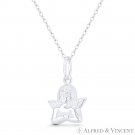 Winged Cherub Guardian Angel .925 Sterling Silver 23x15mm Baby Baptismal Pendant