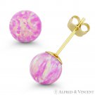 Angel Skin Pink Synthetic Fire Opal 14k Yellow Gold Pushback Ball Stud Earrings Angel Skin Pink Synthetic Fire Opal 14k Yellow Gold Pushback Ball Stud Earrings