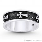 Medieval Pattée Formée Christian Cross 6mm Band in Oxidized .925 Sterling Silver