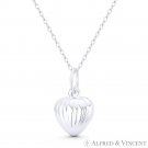 Seashell Scallop Heart Love Charm Italy .925 Sterling Silver Reversible Pendant Seashell Scallop Heart Love Charm Italy .925 Sterling Silver Reversible Pendant