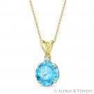 Faux Blue Topaz & Clear Round Cut CZ Crystal 15mmx8mm Pendant in 14k Yellow Gold Faux Blue Topaz & Clear Round Cut CZ Crystal 15mmx8mm Pendant in 14k Yellow Gold