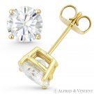 Round Cut Forever ONE DEF Moissanite 14k Yellow Gold 4-Pr Pushback Stud Earrings