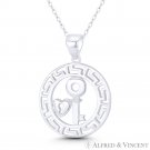 Key, Hearty-Lock, & Greek Key Love Charm 32x24mm Pendant in .925 Sterling Silver