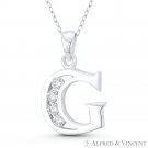 Initial Letter "G" 25x17mm (1x0.7in) Charm CZ Pendant in .925 Sterling Silver
