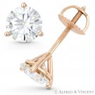 Round Cut Forever Brilliant Moissanite 14k Rose Gold 3Pr Screwback Stud Earrings Round Cut Forever Brilliant Moissanite 14k Rose Gold 3Pr Screwback Stud Earrings