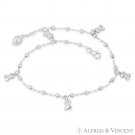 Teddy Bear Ball Bead & Romy Link Chain .925 Sterling Silver Italian Charm Anklet Teddy Bear Ball Bead & Romy Link Chain .925 Sterling Silver Italian Charm Anklet