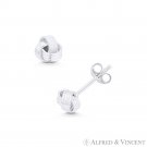 6mm Love Knot Charm 4-Line Wire Studs 925 Sterling Silver Pushback Stud Earrings 6mm Love Knot Charm 4-Line Wire Studs 925 Sterling Silver Pushback Stud Earrings