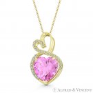Faux Tourmaline Pink CZ Crystal 22x13mm Double-Heart Pendant in 14k Yellow Gold Faux Tourmaline Pink CZ Crystal 22x13mm Double-Heart Pendant in 14k Yellow Gold