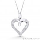 Open Heart Valentine Love Charm CZ Crystal Solid 14k White Gold Necklace Pendant Open Heart Valentine Love Charm CZ Crystal Solid 14k White Gold Necklace Pendant