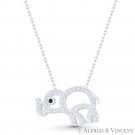 Baby Elephant Animal Charm CZ Crystal Pave .925 Sterling Silver Pendant Necklace Baby Elephant Animal Charm CZ Crystal Pave .925 Sterling Silver Pendant Necklace
