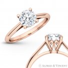 Forever ONE DEF Round Moissanite 4Pr Solitaire Engagement Ring in 14k Rose Gold Forever ONE DEF Round Moissanite 4Pr Solitaire Engagement Ring in 14k Rose Gold