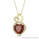 Faux Garnet Red & Clear CZ Crystal 14k Yellow Gold 22x13mm Double-Heart Pendant