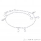 5mm Heart Love Charm Flat Oval Cable Link Italy 925 Sterling Silver Chain Anklet 5mm Heart Love Charm Flat Oval Cable Link Italy 925 Sterling Silver Chain Anklet