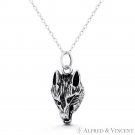 Great Wolf Head Fenrir Viking Norse Mythology Charm .925 Sterling Silver Pendant