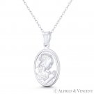 Holy Mother of God Virgin Mary .925 Sterling Silver 27x14mm Oval Button Pendant Holy Mother of God Virgin Mary .925 Sterling Silver 27x14mm Oval Button Pendant